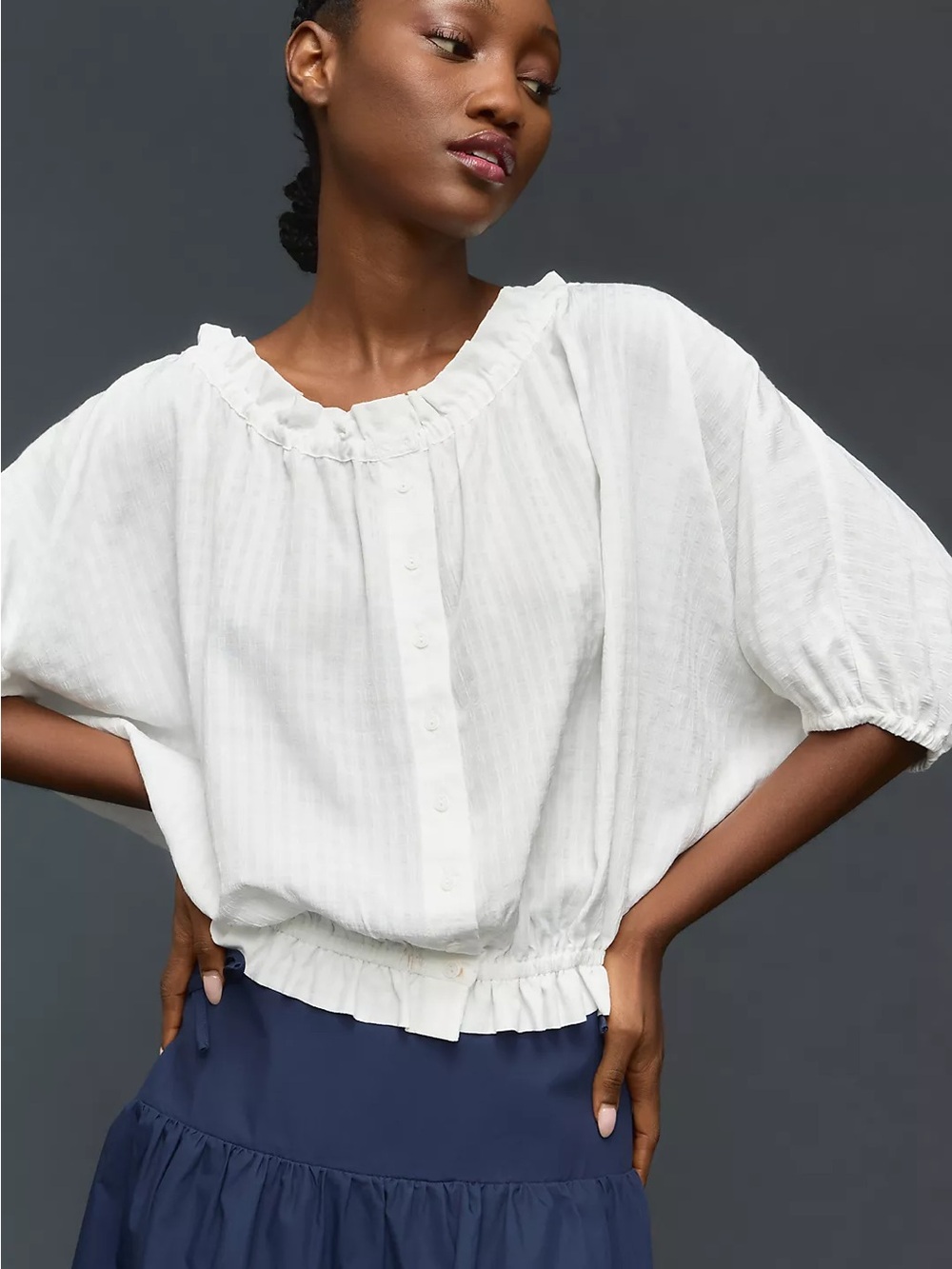 Anthropologie Maeve Long-Sleeve Buttondown Blouse Small White